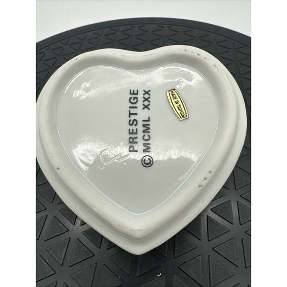 Heart shape Prestige floral trinket box ceramic 1980 Taiwan - Picture 5 of 7
